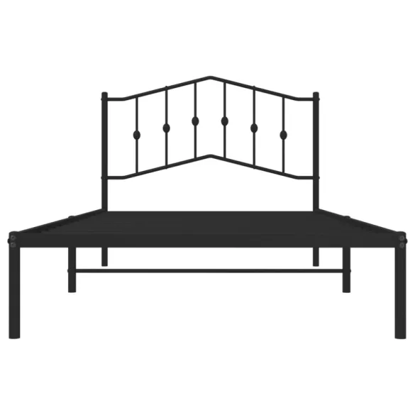 fekete fém ágykeret fejtámlával 107 x 203 cm
