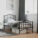 fekete fém ágykeret fej- és lábtámlával 75 x 190 cm