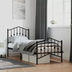 fekete fém ágykeret fej- és lábtámlával 75 x 190 cm