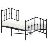 fekete fém ágykeret fej- és lábtámlával 75 x 190 cm