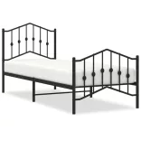 fekete fém ágykeret fej- és lábtámlával 80 x 200 cm