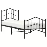 fekete fém ágykeret fej- és lábtámlával 80 x 200 cm
