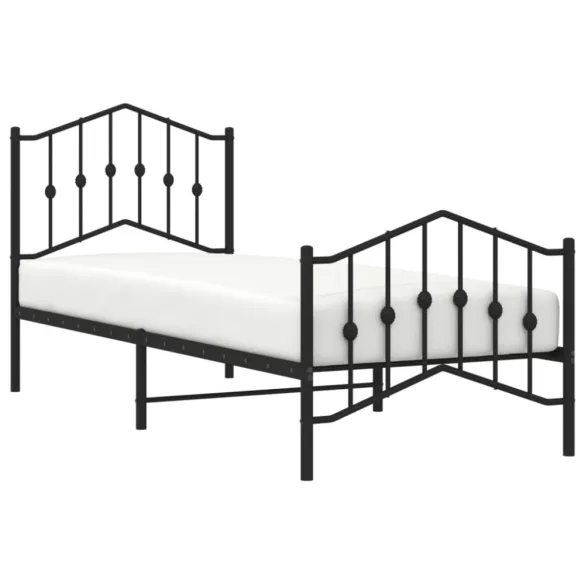 fekete fém ágykeret fej- és lábtámlával 80 x 200 cm