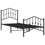fekete fém ágykeret fej- és lábtámlával 80 x 200 cm