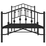 fekete fém ágykeret fej- és lábtámlával 80 x 200 cm