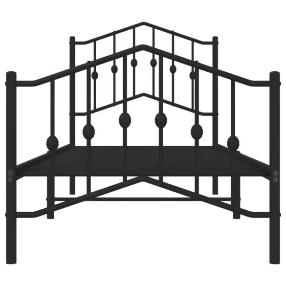 fekete fém ágykeret fej- és lábtámlával 80 x 200 cm