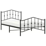 fekete fém ágykeret fej- és lábtámlával 100 x 200 cm