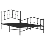 fekete fém ágykeret fej- és lábtámlával 100 x 200 cm