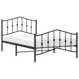 fekete fém ágykeret fej- és lábtámlával 107 x 203 cm