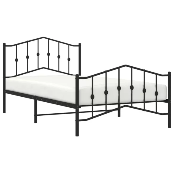 fekete fém ágykeret fej- és lábtámlával 107 x 203 cm