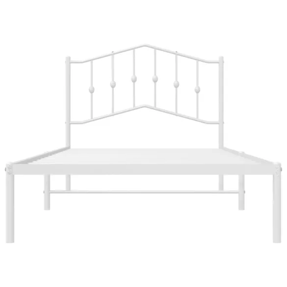 fehér fém ágykeret fejtámlával 100x190 cm