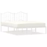 fehér fém ágykeret fejtámlával 135 x 190 cm