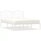 fehér fém ágykeret fejtámlával 150 x 200 cm