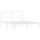 fehér fém ágykeret fejtámlával 150 x 200 cm