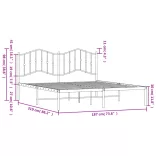 fehér fém ágykeret fejtámlával 183 x 213 cm