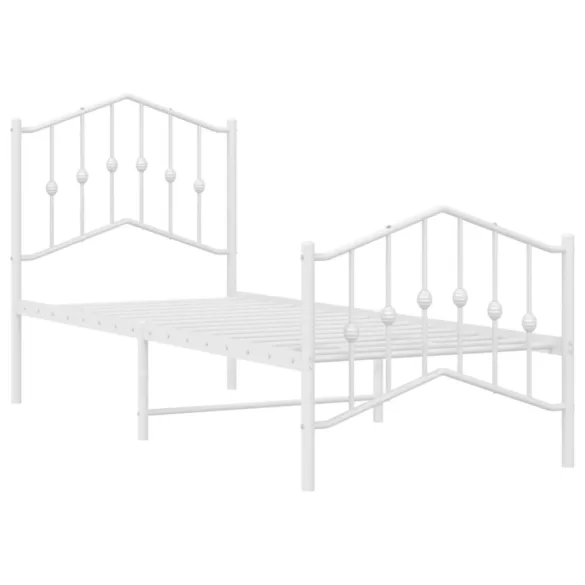 fehér fém ágykeret fej- és lábtámlával 75 x 190 cm