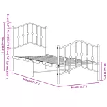 fehér fém ágykeret fej- és lábtámlával 75 x 190 cm