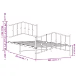 fehér fém ágykeret fej- és lábtámlával 100 x 200 cm
