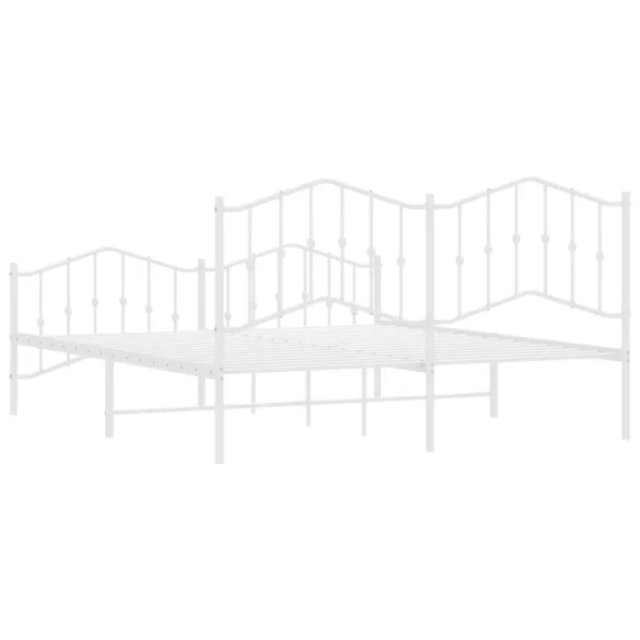 fehér fém ágykeret fej- és lábtámlával 160 x 200 cm