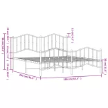 fehér fém ágykeret fej- és lábtámlával 160 x 200 cm