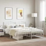 fehér fém ágykeret fej- és lábtámlával 183 x 213 cm