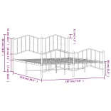 fehér fém ágykeret fej- és lábtámlával 183 x 213 cm