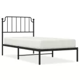 fekete fém ágykeret fejtámlával 90 x 200 cm