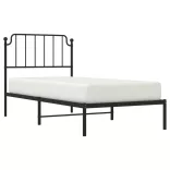 fekete fém ágykeret fejtámlával 90 x 200 cm