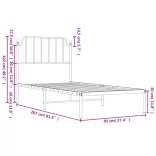 fekete fém ágykeret fejtámlával 90 x 200 cm