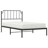 fekete fém ágykeret fejtámlával 107 x 203 cm