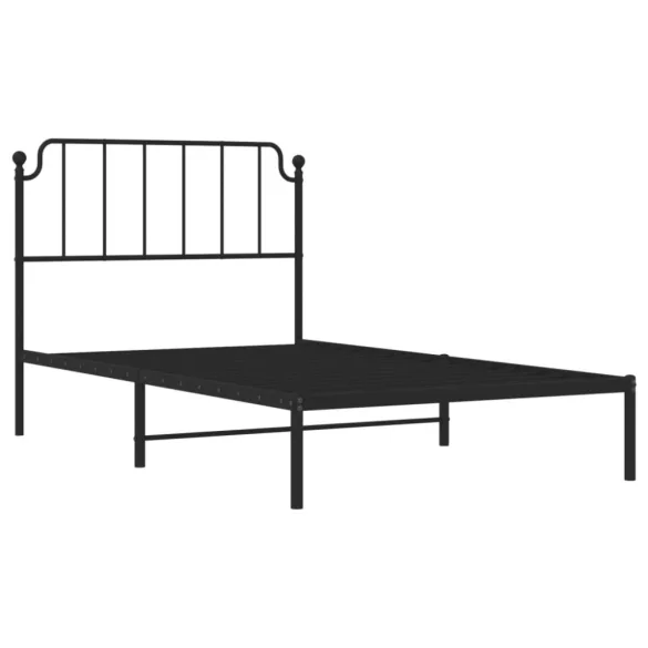 fekete fém ágykeret fejtámlával 107 x 203 cm