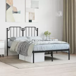 fekete fém ágykeret fejtámlával 120 x 200 cm