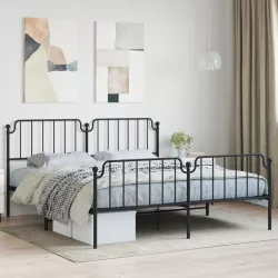 fekete fém ágykeret fej- és lábtámlával 183 x 213 cm