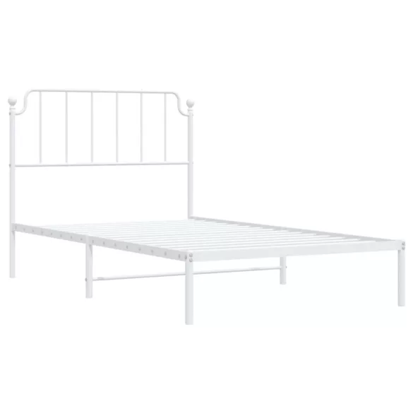 fehér fém ágykeret fejtámlával 107x203 cm