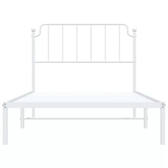 fehér fém ágykeret fejtámlával 107x203 cm