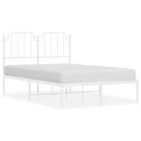 fehér fém ágykeret fejtámlával 120x190 cm