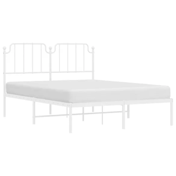 fehér fém ágykeret fejtámlával 135 x 190 cm