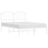fehér fém ágykeret fejtámlával 150 x 200 cm