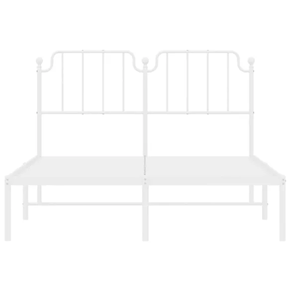 fehér fém ágykeret fejtámlával 150 x 200 cm
