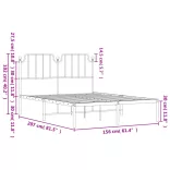 fehér fém ágykeret fejtámlával 150 x 200 cm