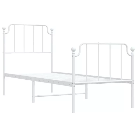 fehér fém ágykeret fej- és lábtámlával 75 x 190 cm