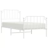 fehér fém ágykeret fej- és lábtámlával 90 x 200 cm