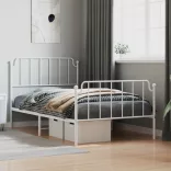 fehér fém ágykeret fej- és lábtámlával 107 x 203 cm