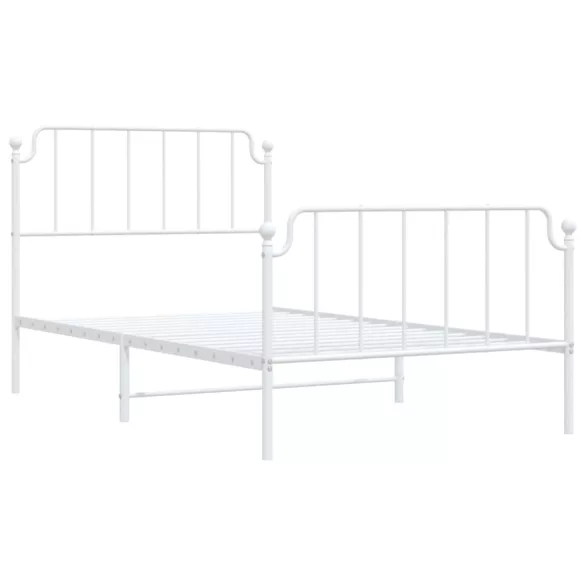fehér fém ágykeret fej- és lábtámlával 107 x 203 cm