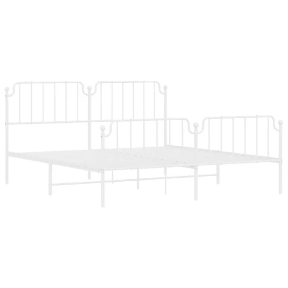 fehér fém ágykeret fej- és lábtámlával 183 x 213 cm