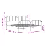 fehér fém ágykeret fej- és lábtámlával 183 x 213 cm