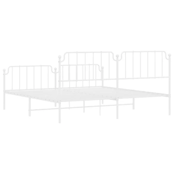 fehér fém ágykeret fej- és lábtámlával 193 x 203 cm