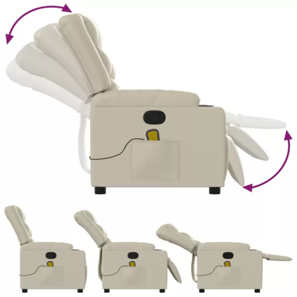 krémszínű műbőr dönthető masszázsfotel