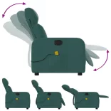 sötétzöld szövet dönthető masszázsfotel