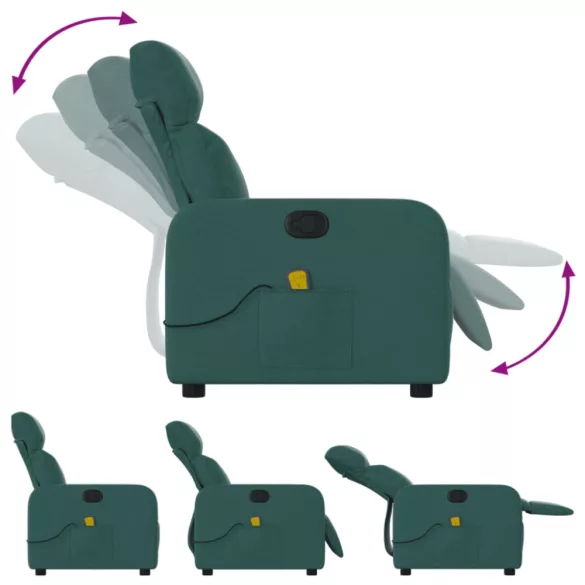 sötétzöld szövet dönthető masszázsfotel